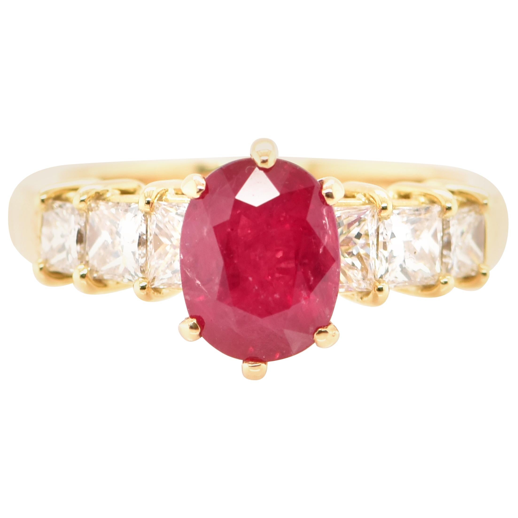 2.196 Carat Ruby and Diamond Cocktail Ring Set in 18 Karat Gold