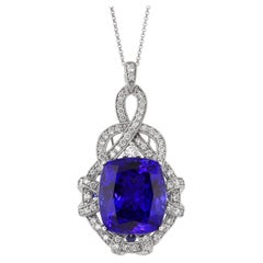Sunita Nahata Tanzanite 21.95ct. Pendant in 18K White Gold with Diamond.