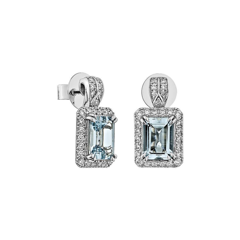 This collection features an array of aquamarines with an icy blue hue that is as cool as it gets! Accented with Diamonds these Drop Earrings are made in white gold and present a classic yet elegant look.

Aquamarine Drop Earring in 18Karat white
