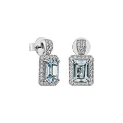 Sunita Nahata Aquamarine 2.19ct. Drop Earring in 18KWG with White Diamond.