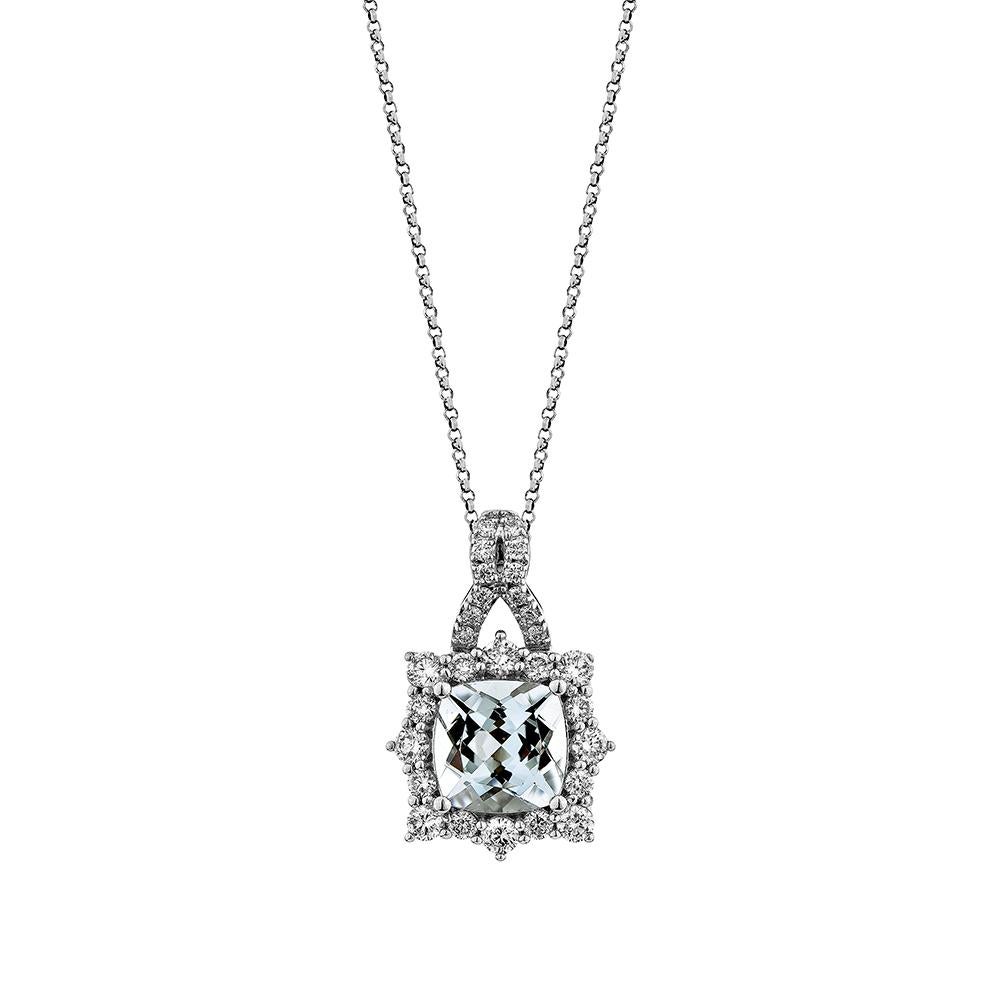 Contemporain Pendentif aigue-marine de 2,197 carats en or blanc 18 carats avec diamant blanc. en vente