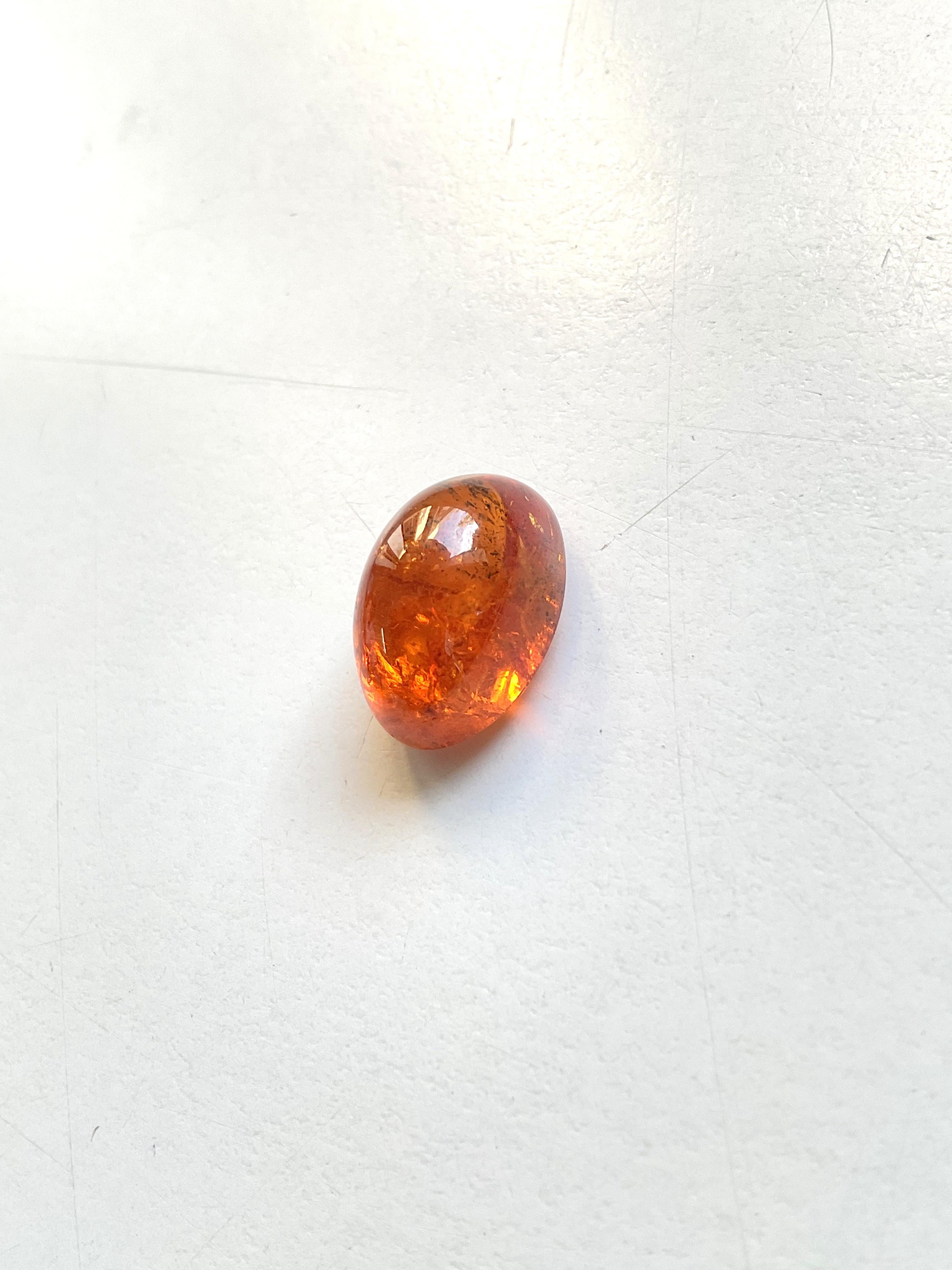 Taglio ovale 21.98 Carati di Granato Fanta Spessartite Cabochon ovale di qualità superiore Nature in vendita