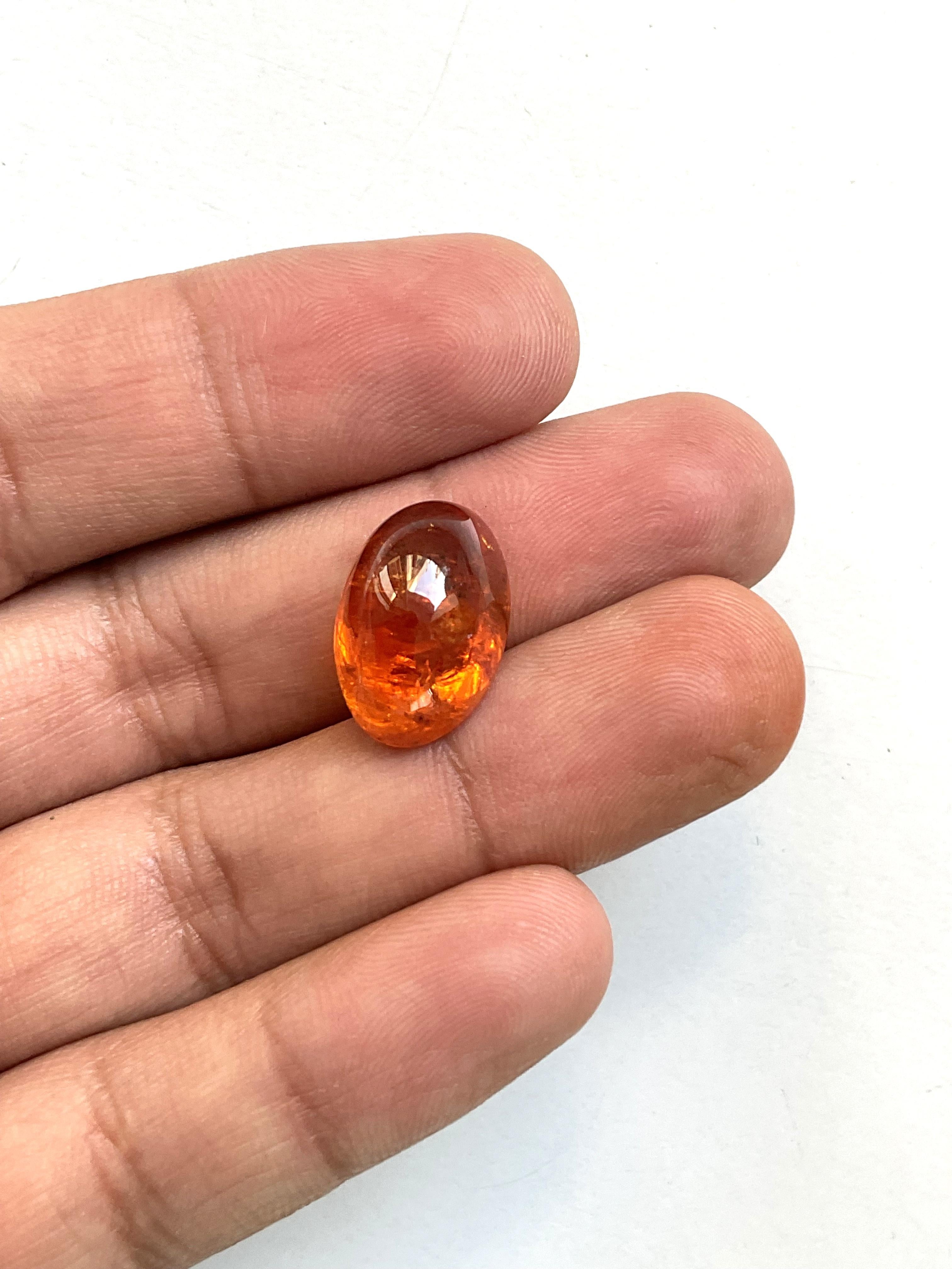 da uomo o donna 21.98 Carati di Granato Fanta Spessartite Cabochon ovale di qualità superiore Nature in vendita