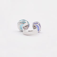 21.99 and 13.00 Carat Blue and Violet Tanzanite Zircon Toi E Moi Cocktail Ring