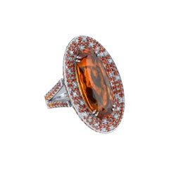 21.99ct Precious Imperial Topaz Sapphire and Diamond Cocktail Ring 18KW