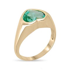 2.19ct 18K Heart Cut Colombian Emerald Ring - Bezel Set Solitaire Unisex 585