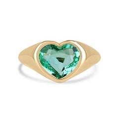 2.19ct 18K Heart Cut Colombian Emerald Ring - Bezel Set Solitaire Unisex 585