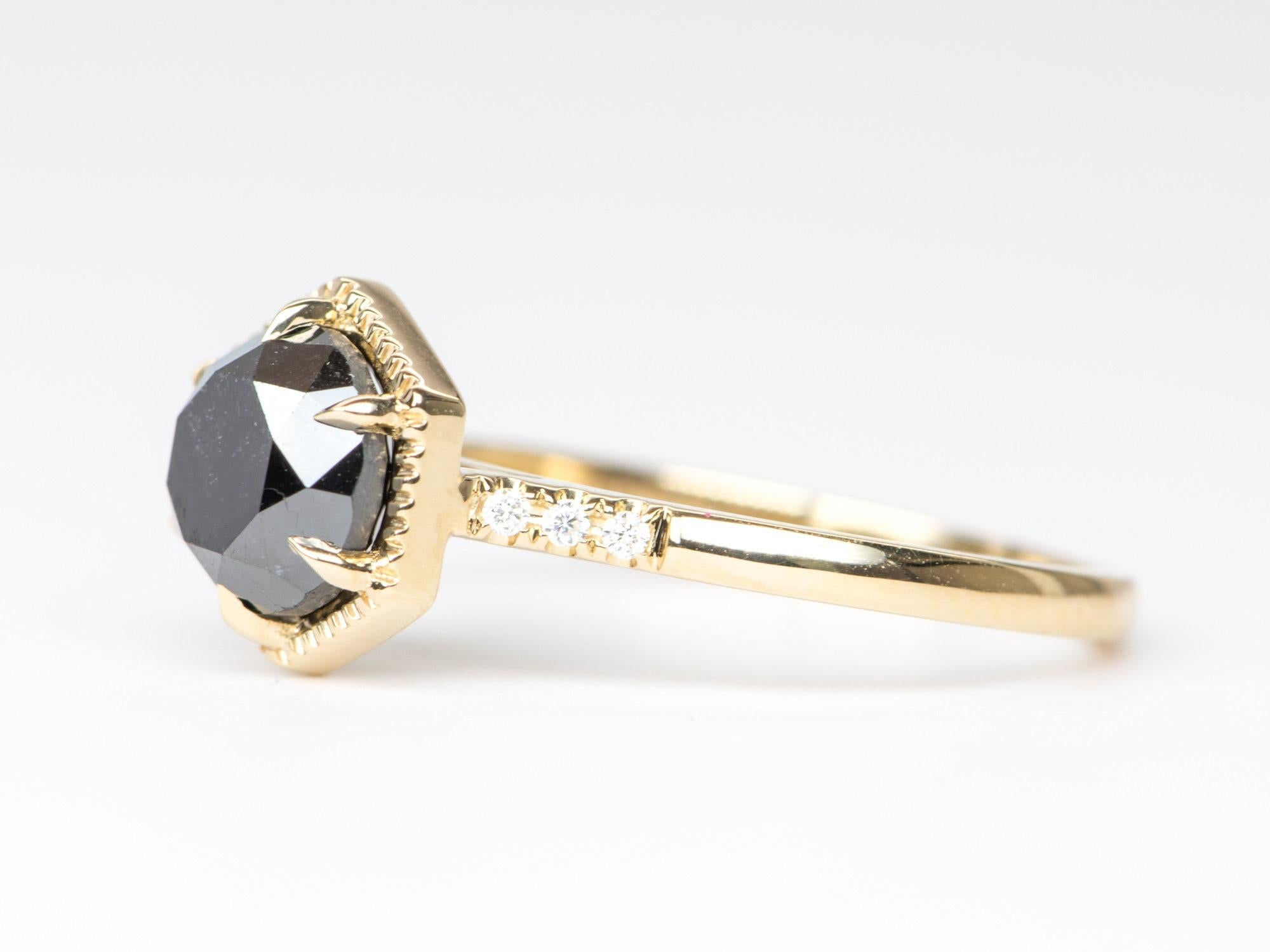 hexagon black diamond ring