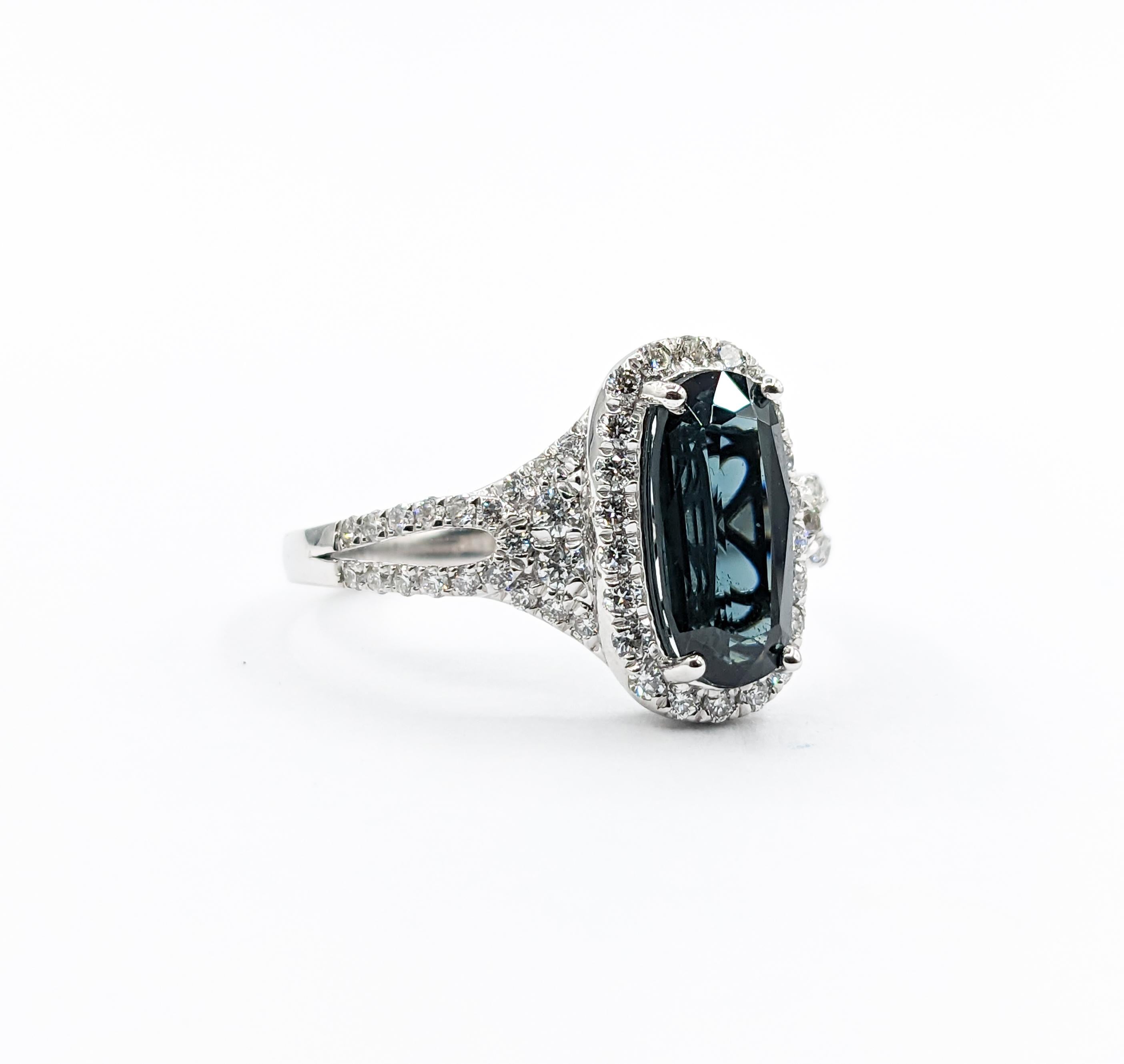 2.19ct Deep Blue Spinel & Diamond Ring in Platinum 4