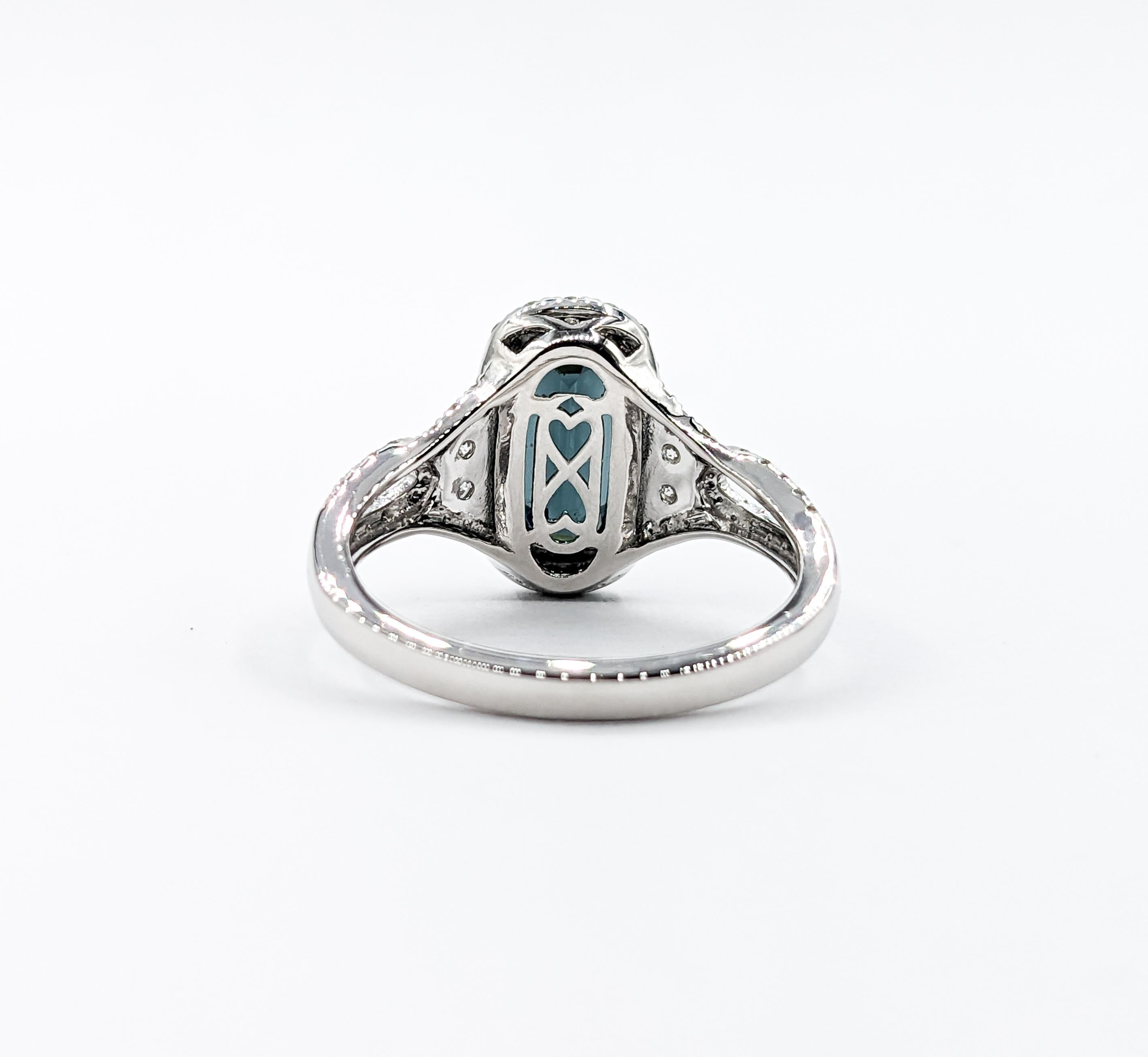 Cushion Cut 2.19ct Deep Blue Spinel & Diamond Ring in Platinum