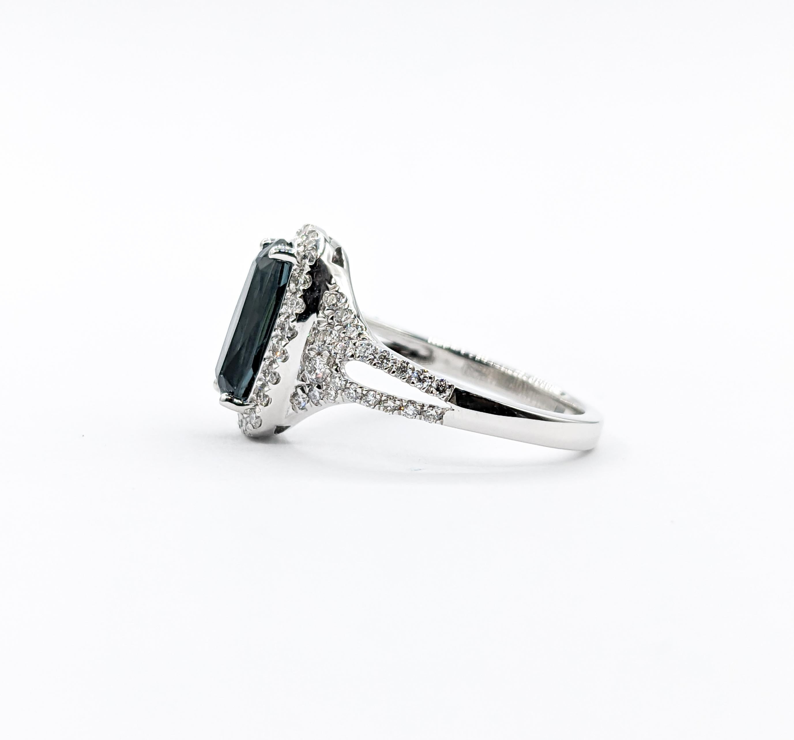 2.19ct Deep Blue Spinel & Diamond Ring in Platinum In Excellent Condition In Bloomington, MN