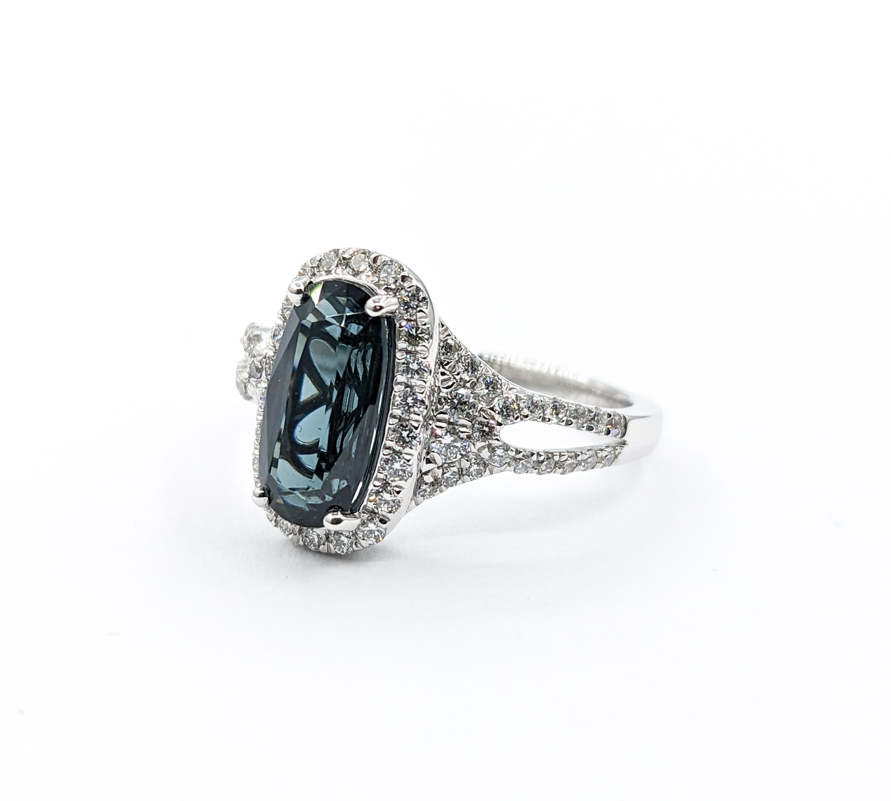 Women's 2.19ct Deep Blue Spinel & Diamond Ring in Platinum