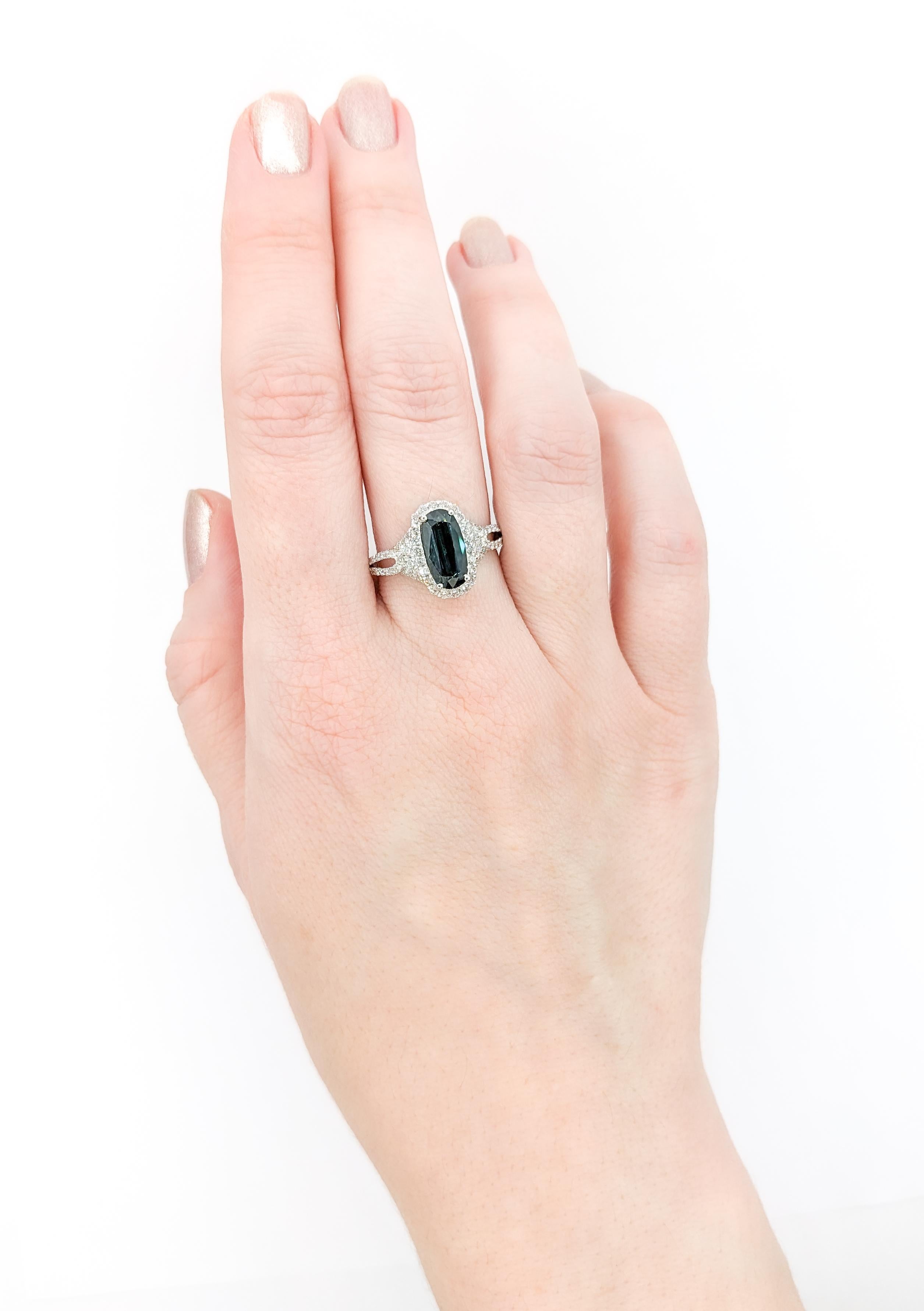 2.19ct Deep Blue Spinel & Diamond Ring in Platinum 2