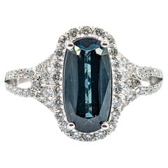 2.19ct Deep Blue Spinel & Diamond Ring in Platinum