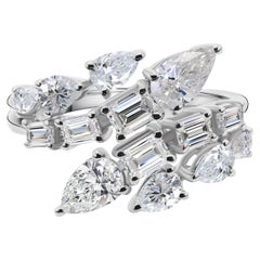 2.19ct Multi Shape Diamond Bypass Ring 18 Karat White Gold