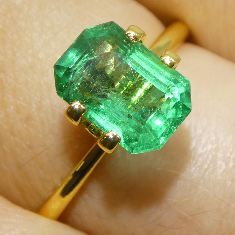 Description:

Gem Type: Emerald 
Number of Stones: 1
Weight: 2.19 cts
Measurements: 9.10 x 6.42 x 4.98 mm
Shape: Octagonal/Emerald Cut
Cutting Style Crown: Step Cut
Cutting Style Pavilion: Step Cut 
Transparency: Transparent
Clarity: Slightly
