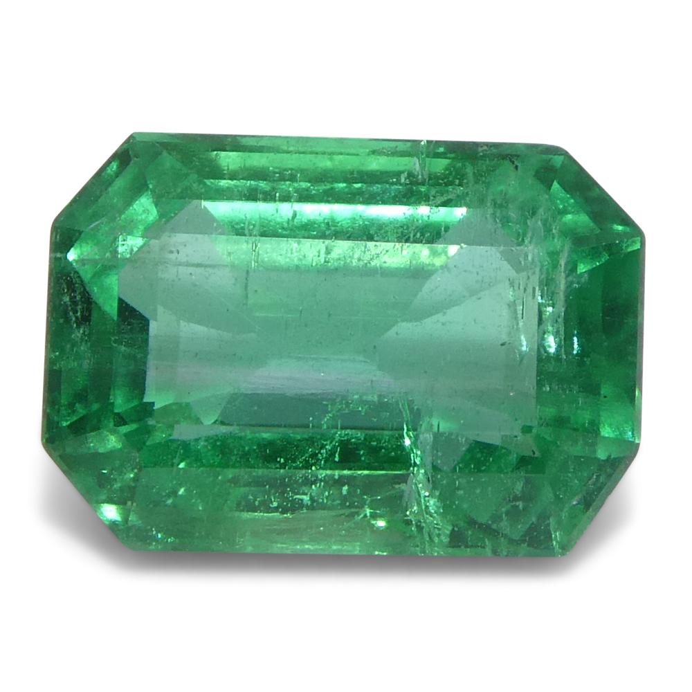 2.19ct Octagonal/Emerald Cut Green Emerald from Zambia In New Condition For Sale In Toronto, Ontario