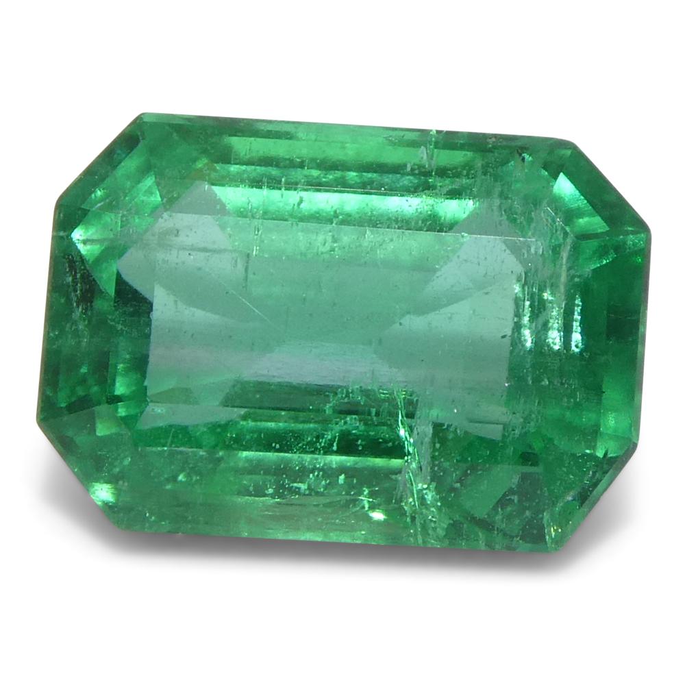 Women's or Men's 2.19ct Octagonal/Emerald Cut Green Emerald from Zambia For Sale