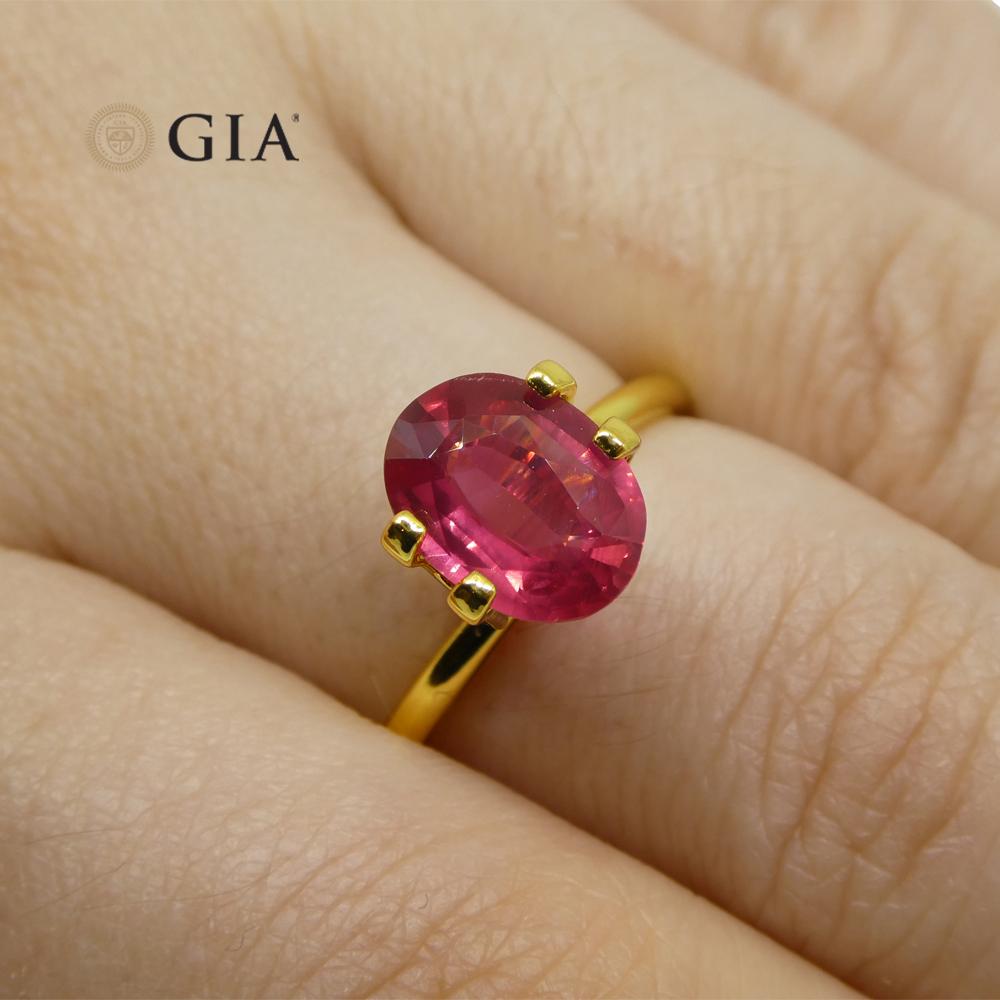 Brilliant Cut 2.19ct Oval Red Ruby GIA Certified Mozambique For Sale