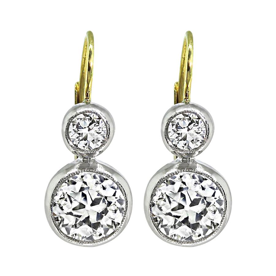 2.19cttw Diamond Platinum and Gold Earrings