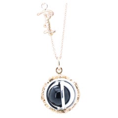 18k Gold Made in Italy Onyx Changeable Gem Revolving Loops Essence Necklace