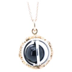 Customizable Barzaghi Onyx Interchangeable Gem Revolving Rings Gold Necklace
