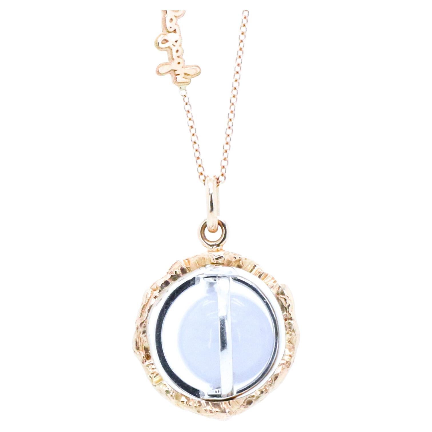 Collier en or 18k fait en Italie Lace Agate Changeable Gem Revolving Looping Essence