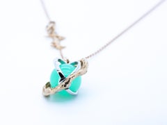 18k Gold Made in Italy Rose Quartz Changeable Gem Revolving Loops Necklace