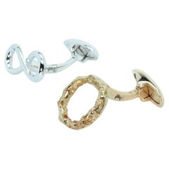 18K Rose White Gold Made in Italy Protective Talisman Infinite Life Cufflinks