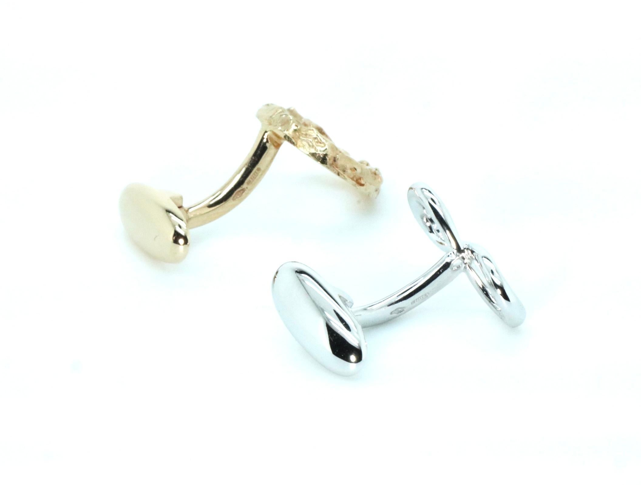 Modern 18K Rose White Gold Made in Italy Protective Talisman Infinite Life Cufflinks For Sale