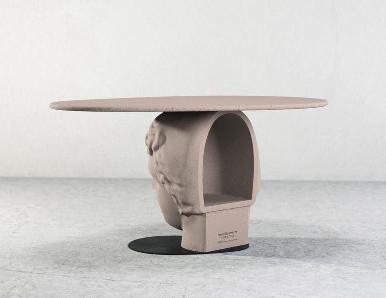 Machine-Made 21century Studio Irvine Betti Mod.II Coffee Side Table in Concrete Green Cement For Sale