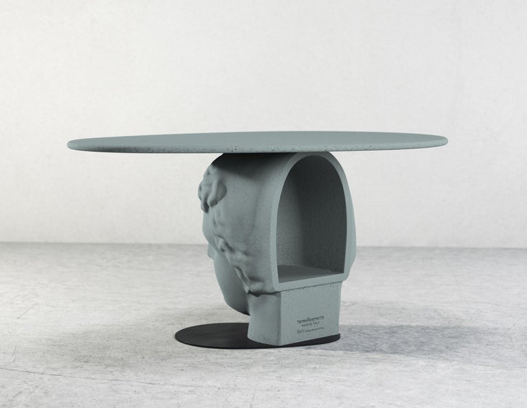 21century Studio Irvine Betti Mod.II Coffee Side Table in Concrete Green Cement For Sale 1
