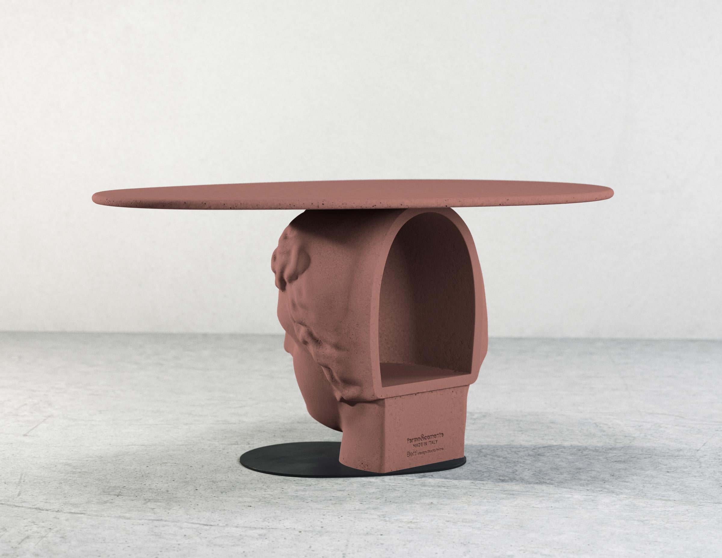 Classical Roman 21Century Studio Irvine Betti Mod.II Coffee Side Table in Concrete Grey Cement For Sale