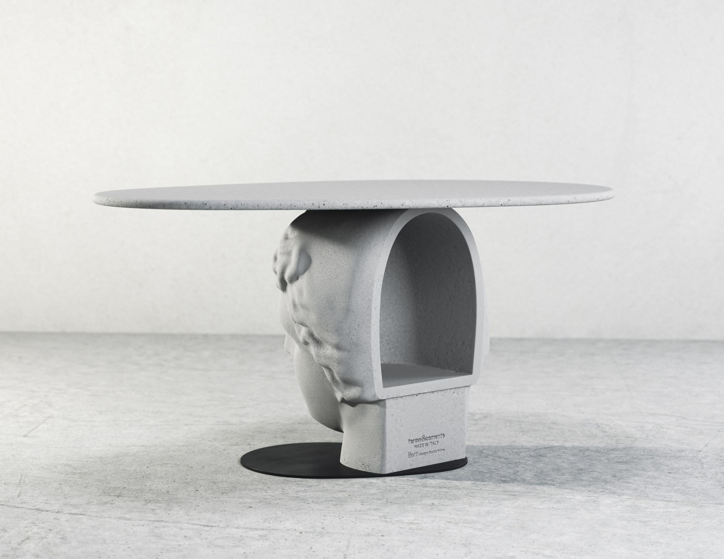 Contemporary 21Century Studio Irvine Betti Mod.II Coffee Side Table in Concrete Grey Cement For Sale
