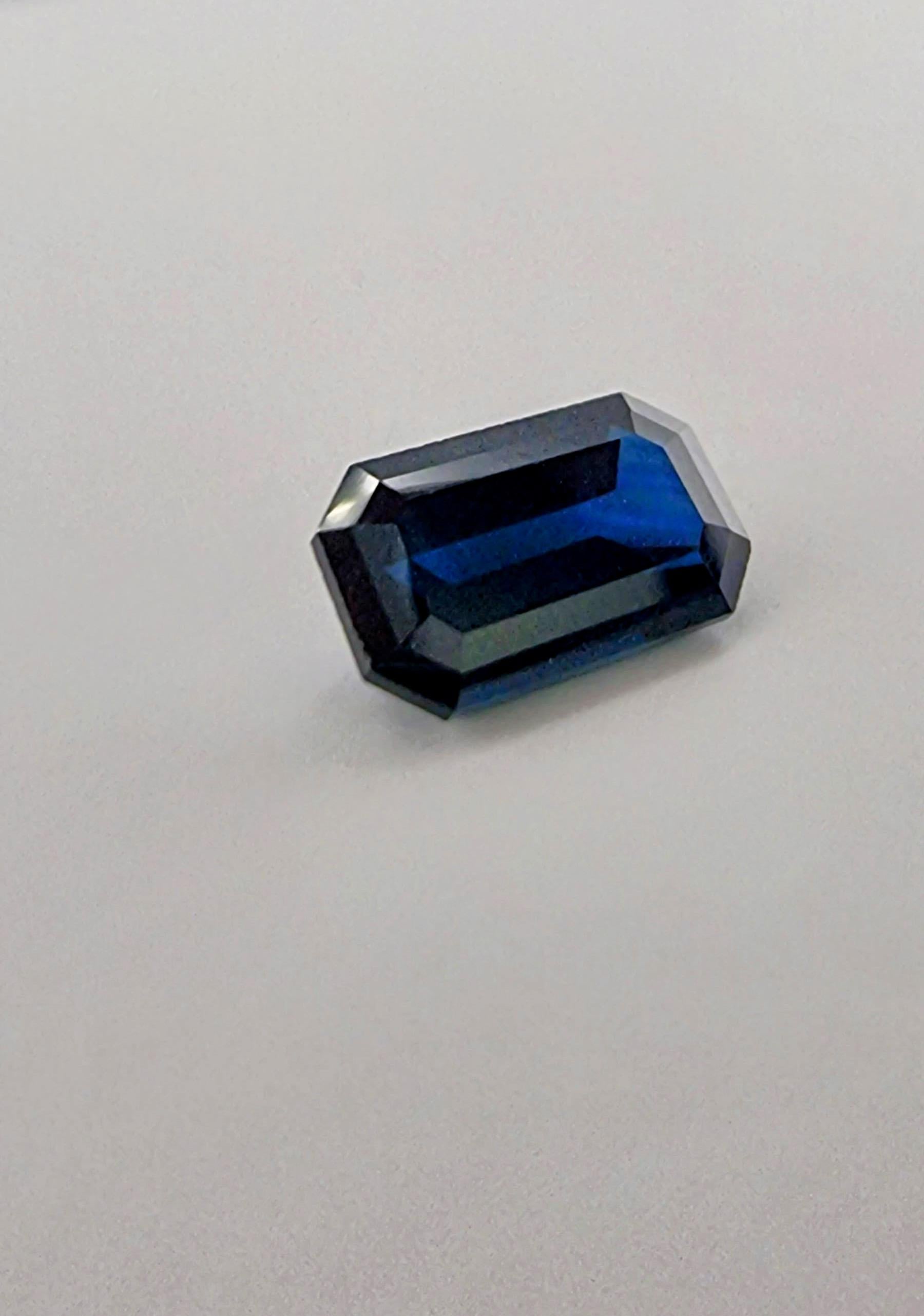 2,1ct Rechteckig Dunkelblau Natürlicher Saphir Edelstein im Angebot 4