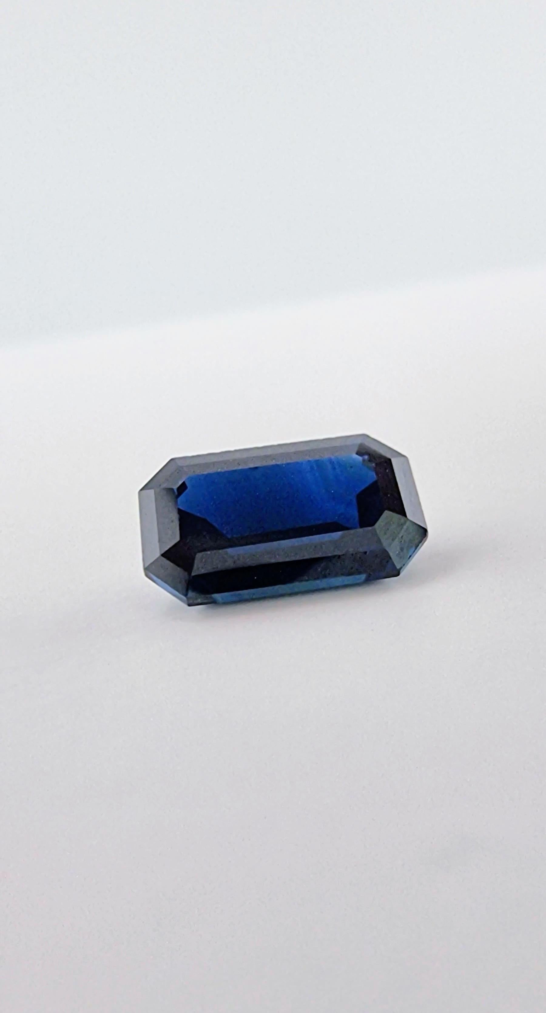 2,1ct Rechteckig Dunkelblau Natürlicher Saphir Edelstein im Angebot 7