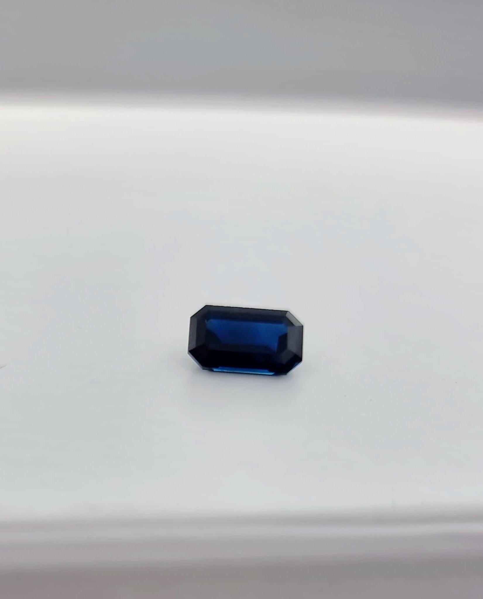 2,1ct Rechteckig Dunkelblau Natürlicher Saphir Edelstein im Angebot 1