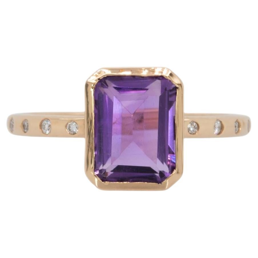 2,1ct sambischen Amethyst Ring mit natürlichen Diamanten Akzente: Massiv 14k Gold, 9x7mm im Angebot