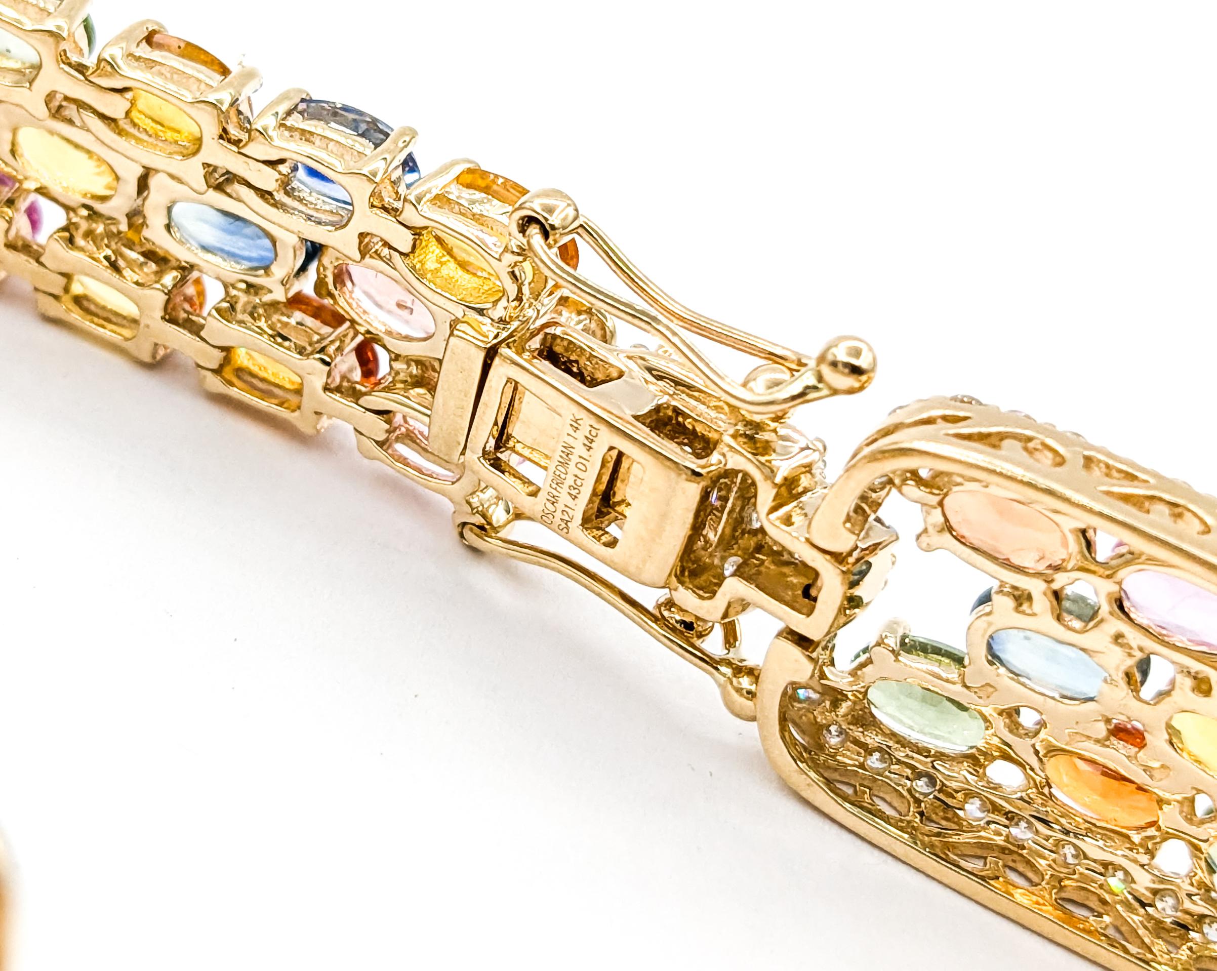 Armband aus Gelbgold mit 21 Karat mehrfarbigem Saphir und Diamanten 5