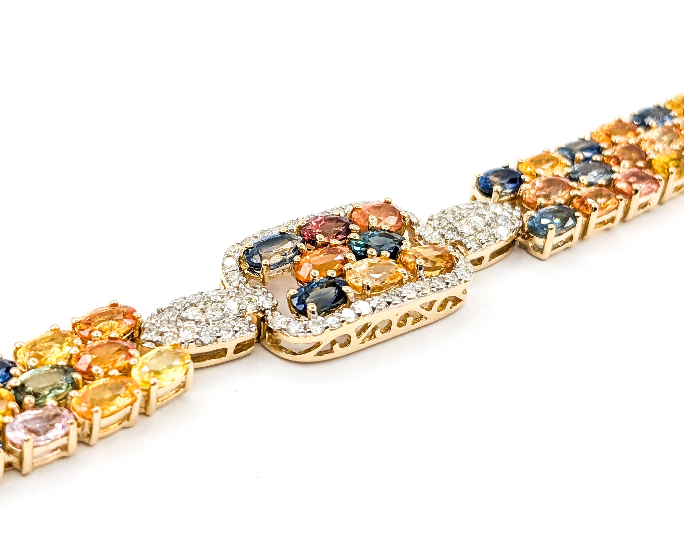 Armband aus Gelbgold mit 21 Karat mehrfarbigem Saphir und Diamanten (Zeitgenössisch)