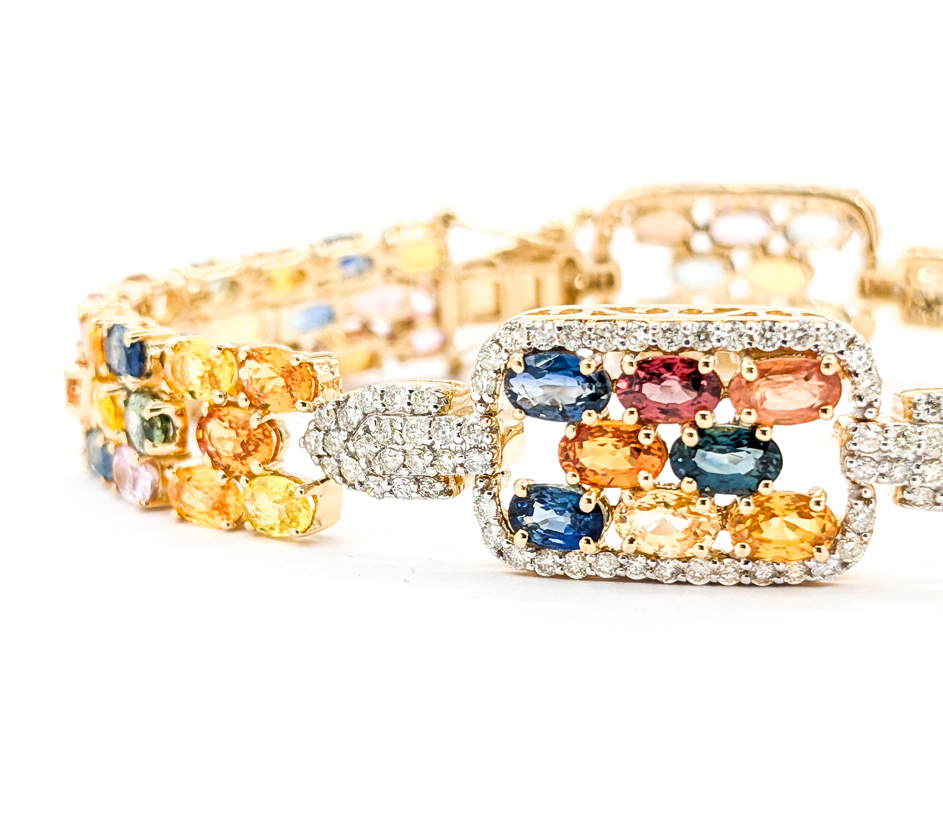 Armband aus Gelbgold mit 21 Karat mehrfarbigem Saphir und Diamanten 1