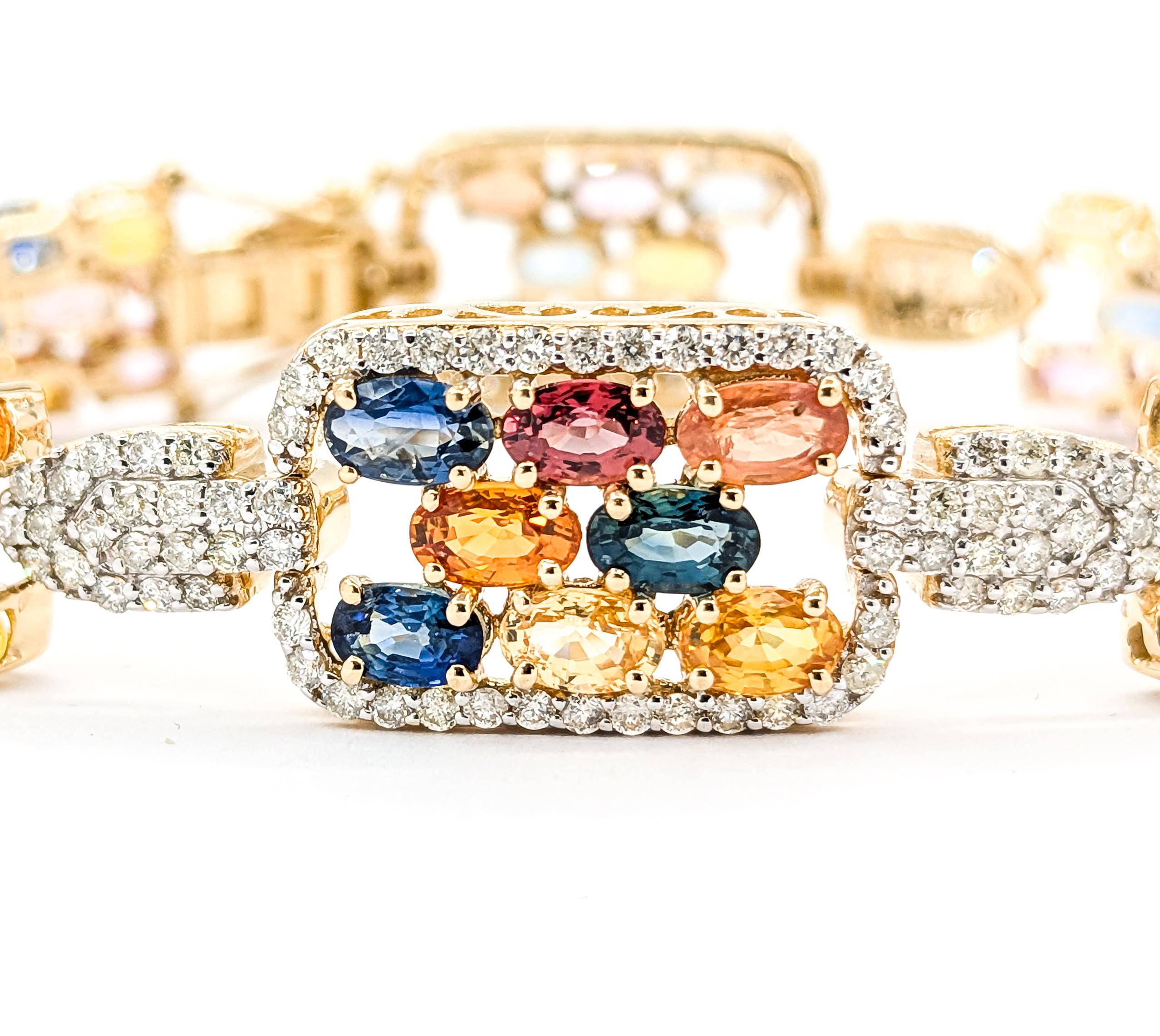 Armband aus Gelbgold mit 21 Karat mehrfarbigem Saphir und Diamanten 2