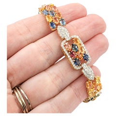 Armband aus Gelbgold mit 21 Karat mehrfarbigem Saphir und Diamanten