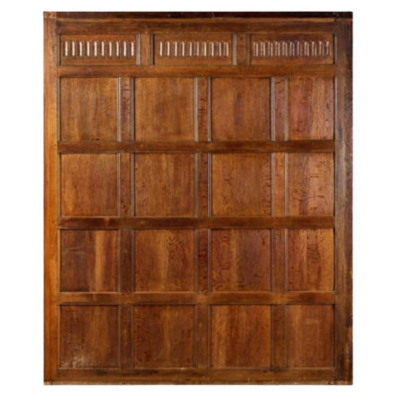 Run of Full Height English Jacobean Style Oak Wall Paneling For Sale