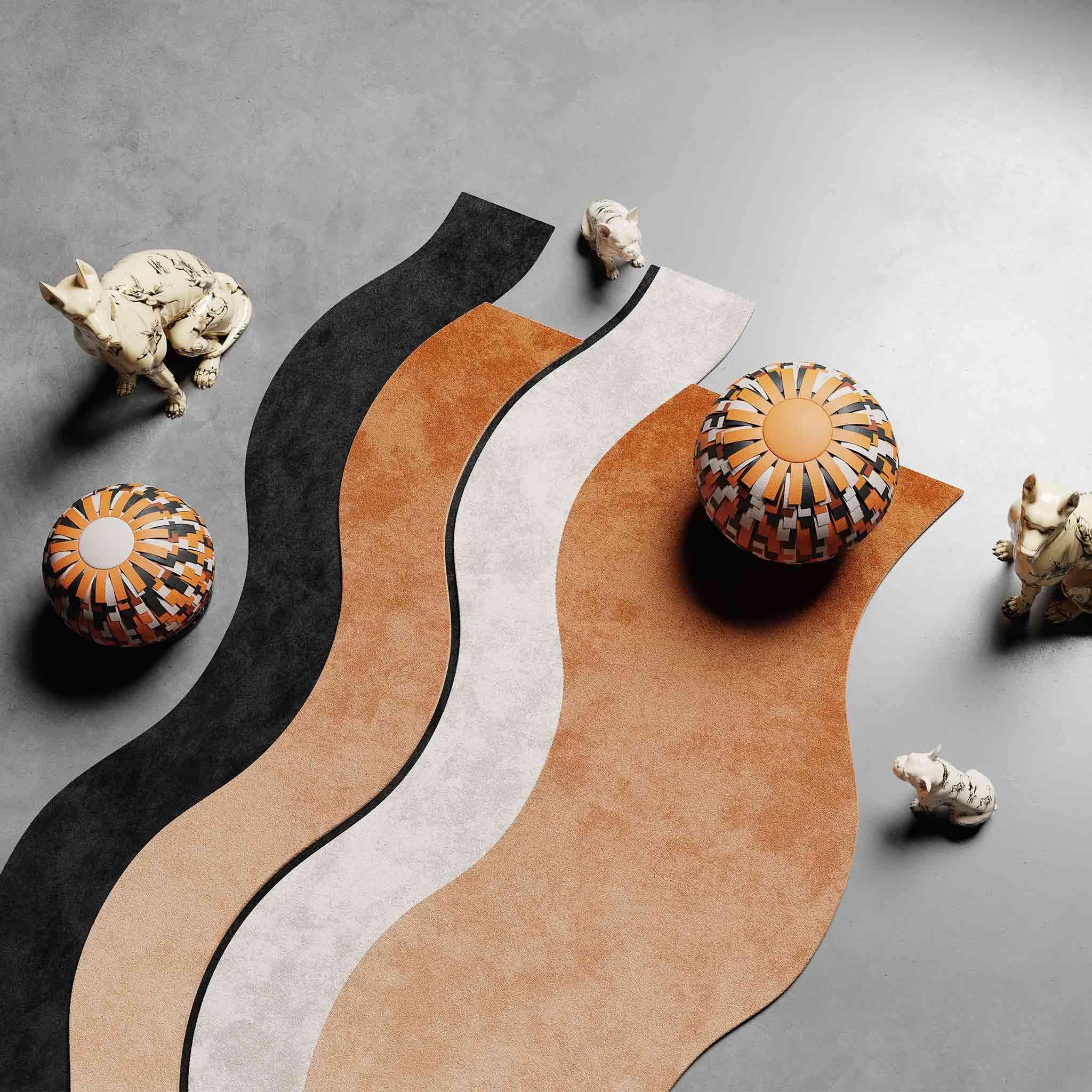 Moderner Wave-Teppich des 21. Jahrhunderts aus handgewebter neuseeländischer Wolle  (Portugiesisch) im Angebot