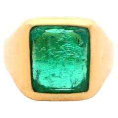 21K 2000s Gold 3.58cts Colombian Minor Traditional Emerald Ring