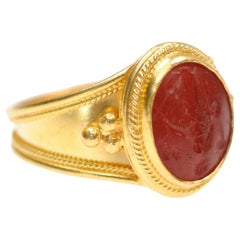 21k Gold Ring W/ Cornelian Intaglio