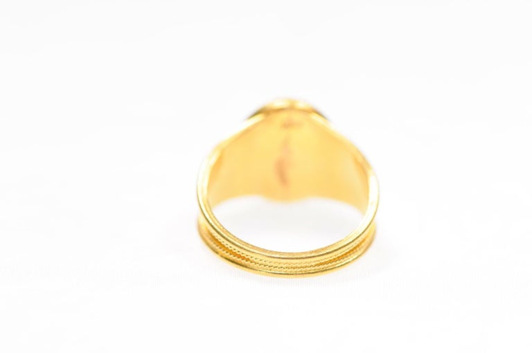 Anneau En Or 8 Carats Avec Intaille Coquille - Taille 60 - Style Camée - Dames