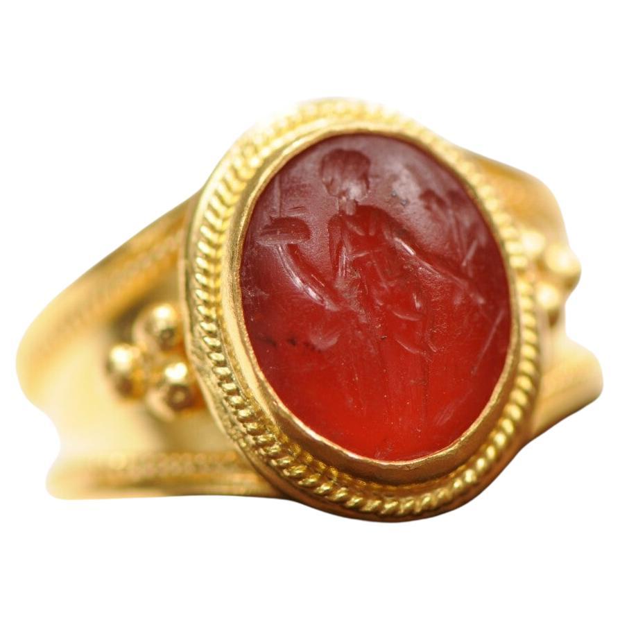 21k Gold Ring W/ Cornelian Intaglio