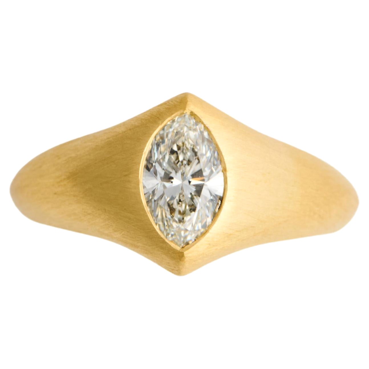 21K Gold Ring mit 0,92 Karat hellgelbem Marquise-Schliff Diamant im Angebot